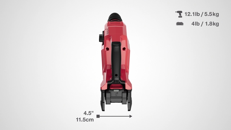 3D animation of the third generation TE 50-22 tool with B22-255 battery showing measurements and weight of the tool.