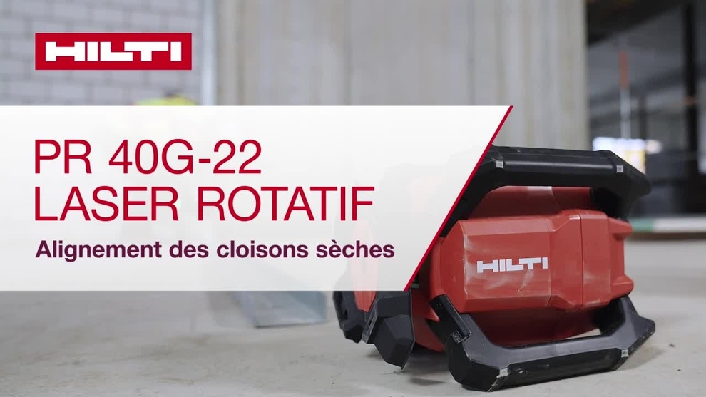 Vidéo didactique montrant l'alignement d'une cloison sèche avec le laser rotatif PR 40G-22.