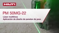 Vídeo formativo sobre instrucciones de uso del láser multilínea PM 50MG-22 para aplicaciones de diseño de tabique seco. En este vídeo se presenta una guía de inicio rápido. Esta es la versión para W1 y ROW