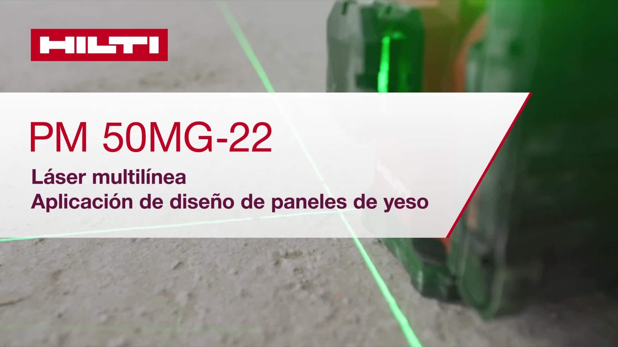 Vídeo formativo sobre instrucciones de uso del láser multilínea PM 50MG-22 para aplicaciones de diseño de tabique seco. En este vídeo se presenta una guía de inicio rápido. Esta es la versión para W1 y ROW