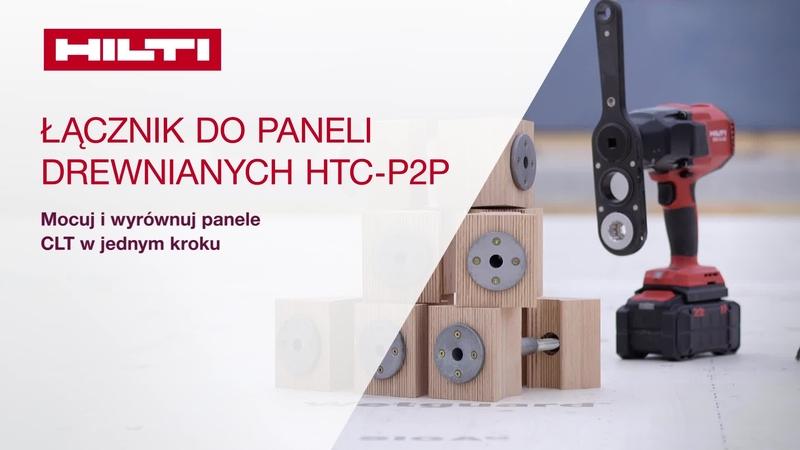 Film promujący łącznik do drewna HTC-P2P. Film prezentujący działanie łącznika konstrukcyjnego do paneli podłogowych z drewna klejonego krzyżowo (CLT) oraz jego cechy i zalety.