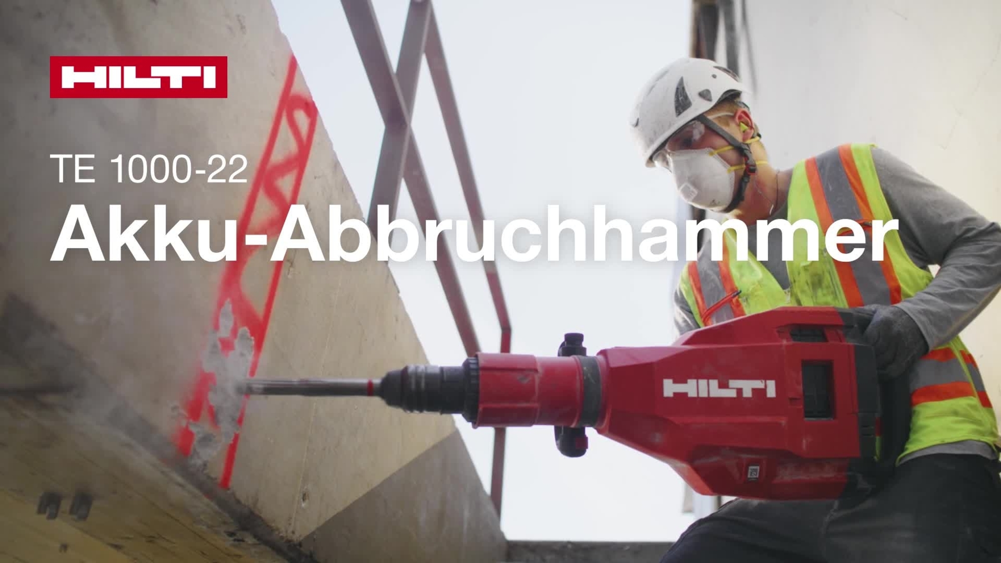 Werbevideo zum Akku-Meißelhammer TE&nbsp;1000-22, das alle seine Eigenschaften und Vorteile hervorhebt. (Bearbeitet für W1)