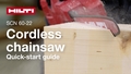 Vejledningsvideo af SCN 60-22 batteridrevet kædesav. Denne video viser hurtigstart guide, opsætning, anvendelse og vedligeholdelse. 