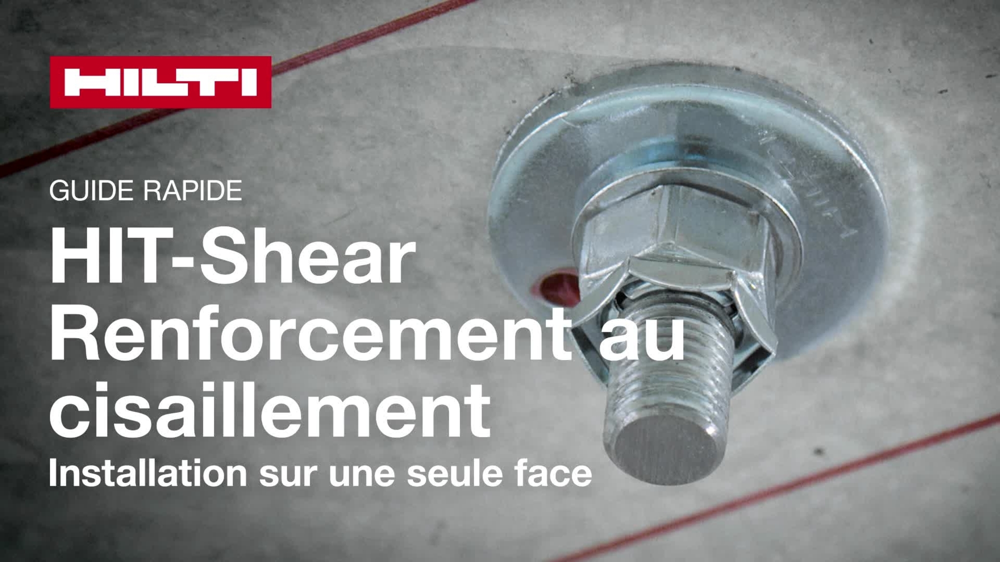 Video didattico che mostra l'installazione su un solo lato utilizzando una punta cava per la perforazione a percussione per l'applicazione del sistema di rinforzo HIT-Shear.