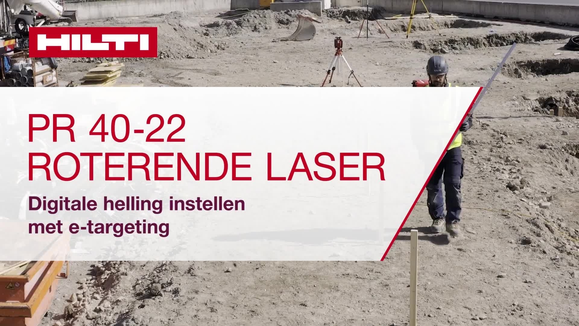 Vidéo d’instruction montrant comment régler correctement une pente numérique avec le ciblage électronique avec le laser rotatif PR 40-22.