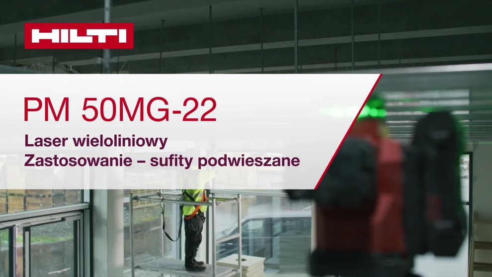 Film instruktażowy: używanie lasera wieloliniowego PM 50MG-22 podczas montażu sufitów podwieszanych. Film ten stanowi skróconą instrukcję obsługi. Jest to wersja dla W1 i ROW.