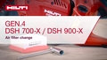 Instructional video on how to change the air filter of the DSH 700-X/900-X Gen.4 