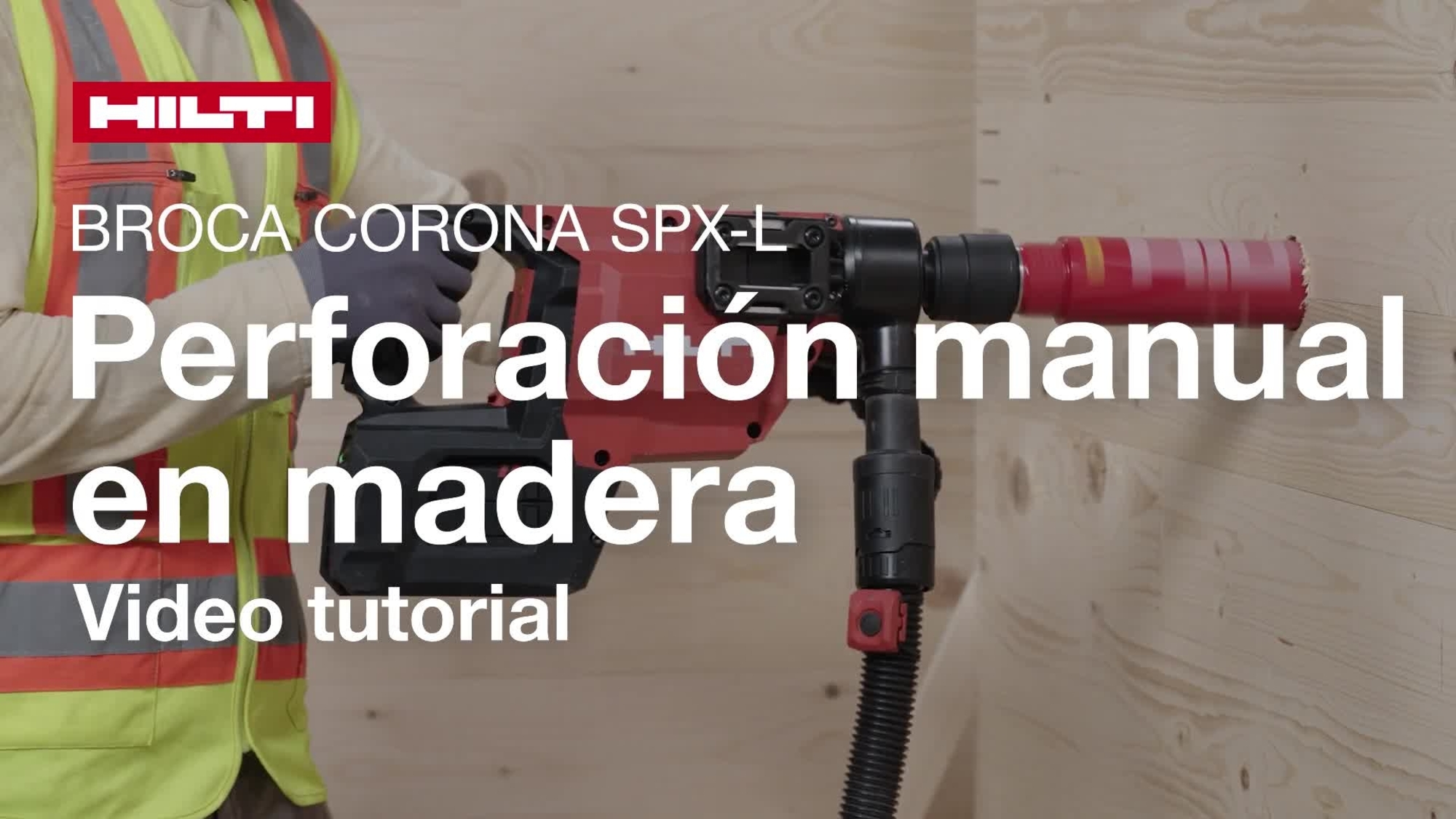Vídeo que instruye sobre cómo usar el sistema de perforación con corona hueca manual SPX SCX-L Wood.
