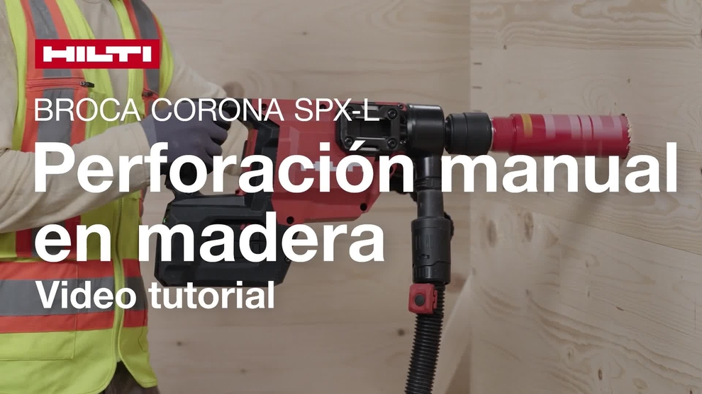 Vídeo que instruye sobre cómo usar el sistema de perforación con corona hueca manual SPX SCX-L Wood.