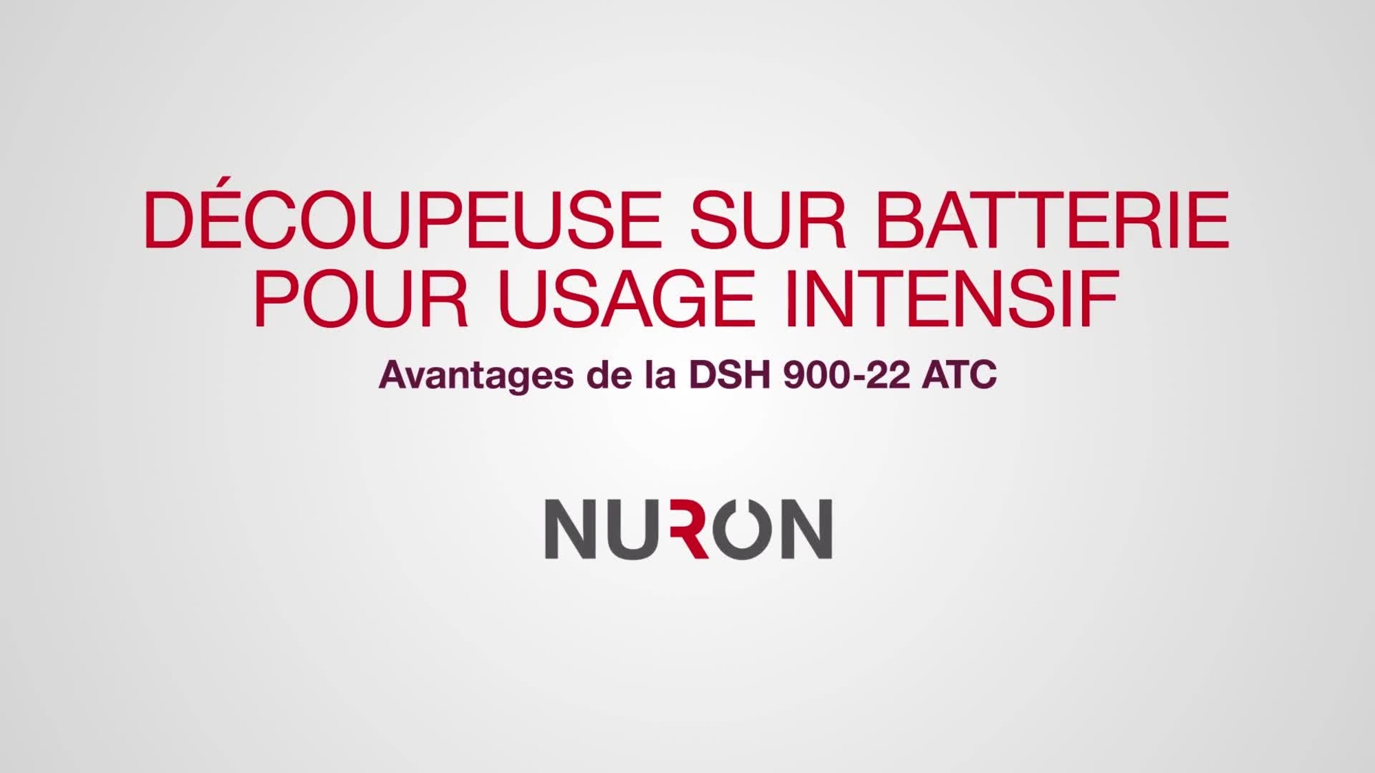 Presentazione della nuova troncatrice a batteria DSH 900-22. Il video mostra le caratteristiche e i vantaggi della nostra troncatrice a batteria Nuron più potente.