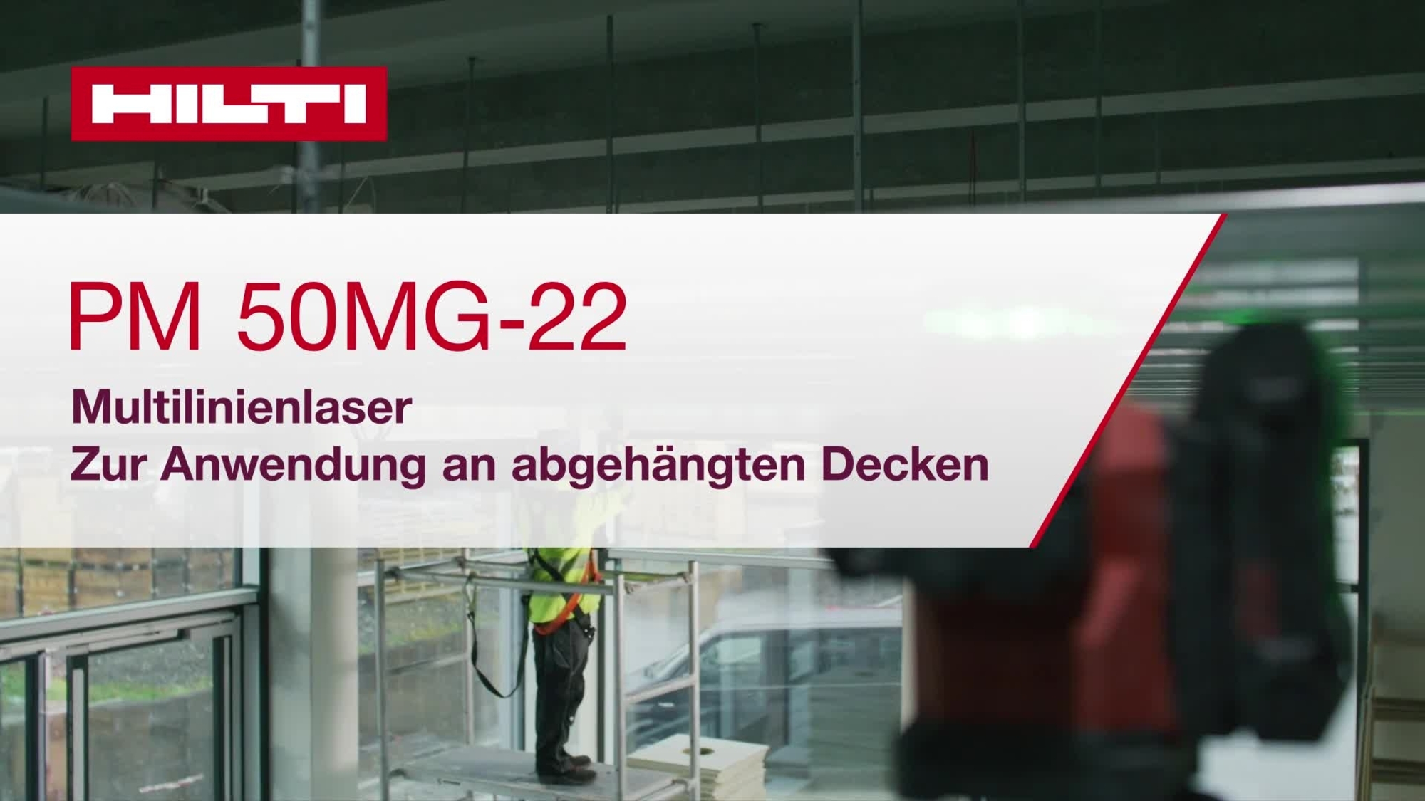 Anleitungsvideo zur Verwendung des Multilinienlasers PM 50MG-22 für Anwendungen mit abgehängten Decken. Dieses Video bietet eine Schnellstartanleitung. Dies ist die Version für W1 und ROW.
