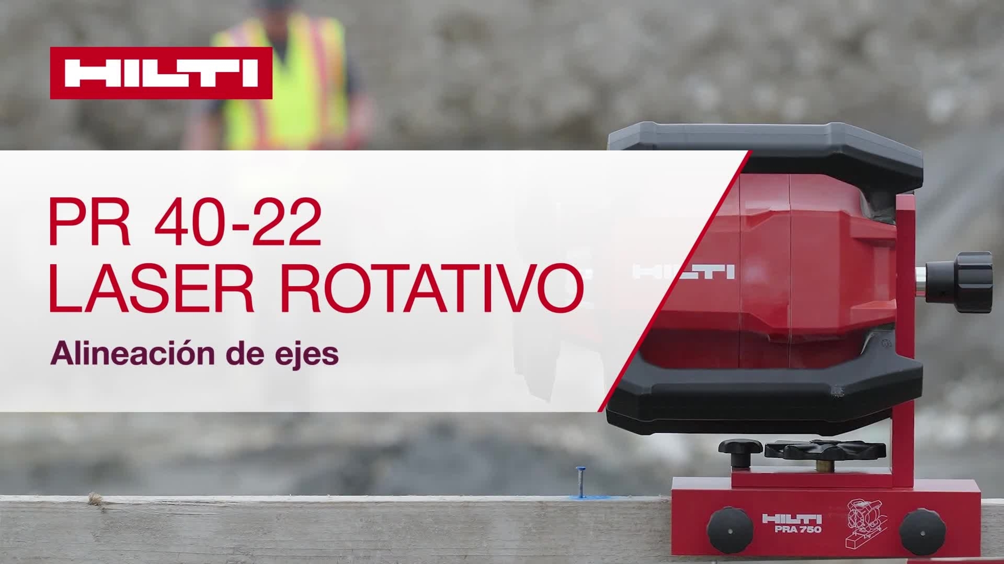 Vídeo con instrucciones donde se ve el láser rotativo PR 40-22 alineando un eje de construcción.