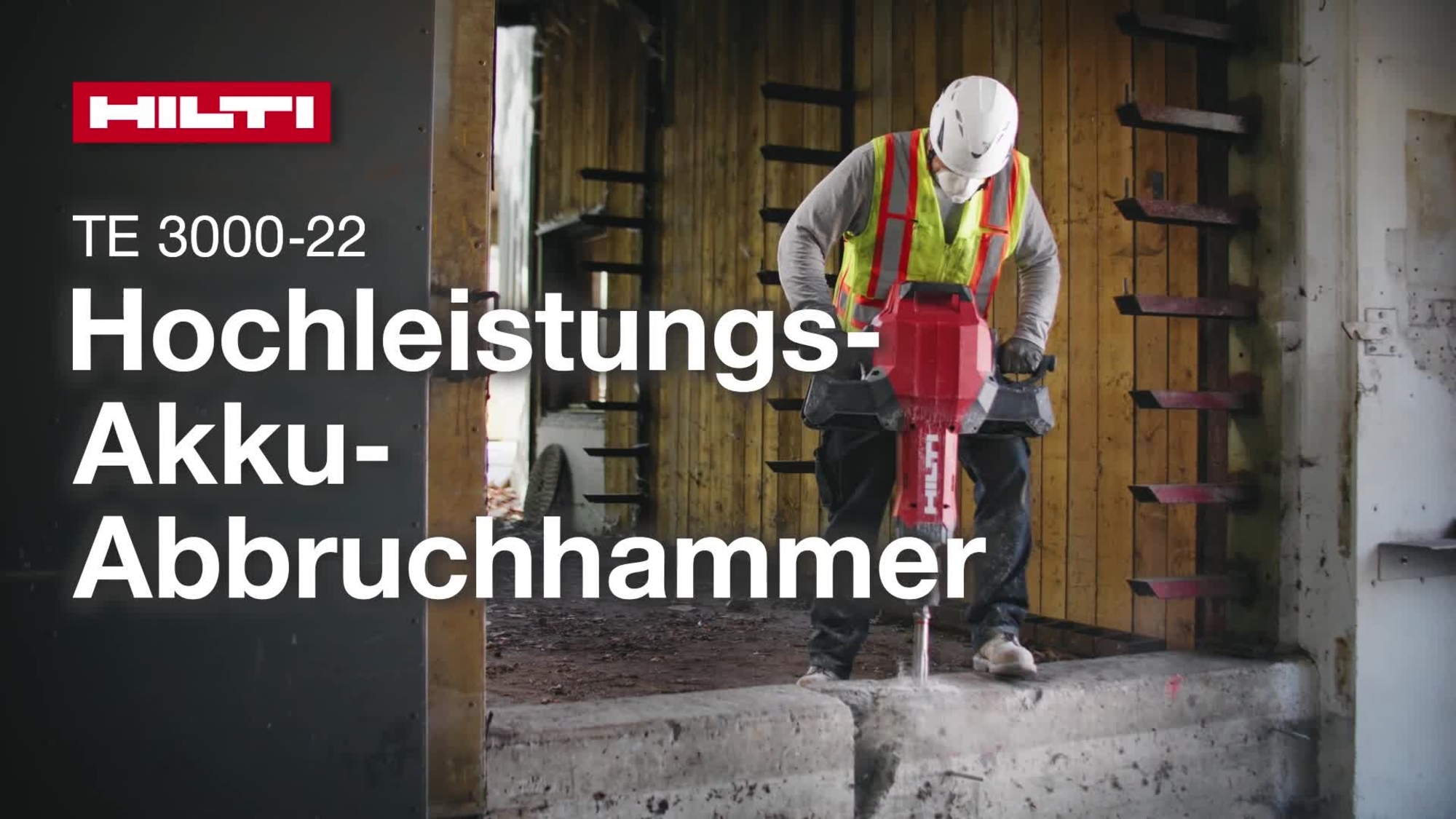 Werbevideo zum Akku-Meißelhammer TE 3000-22 für schwere Meißelarbeiten, in dem alle seine Funktionen und Vorteile vorgestellt werden.