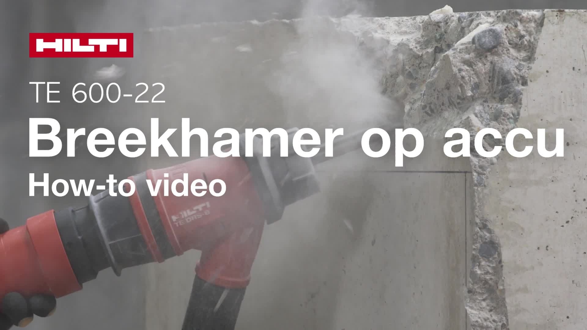 Instructievideo over het juiste gebruik van de TE 600-22 accusloophamer, met YouTube-outro voor sociale media.