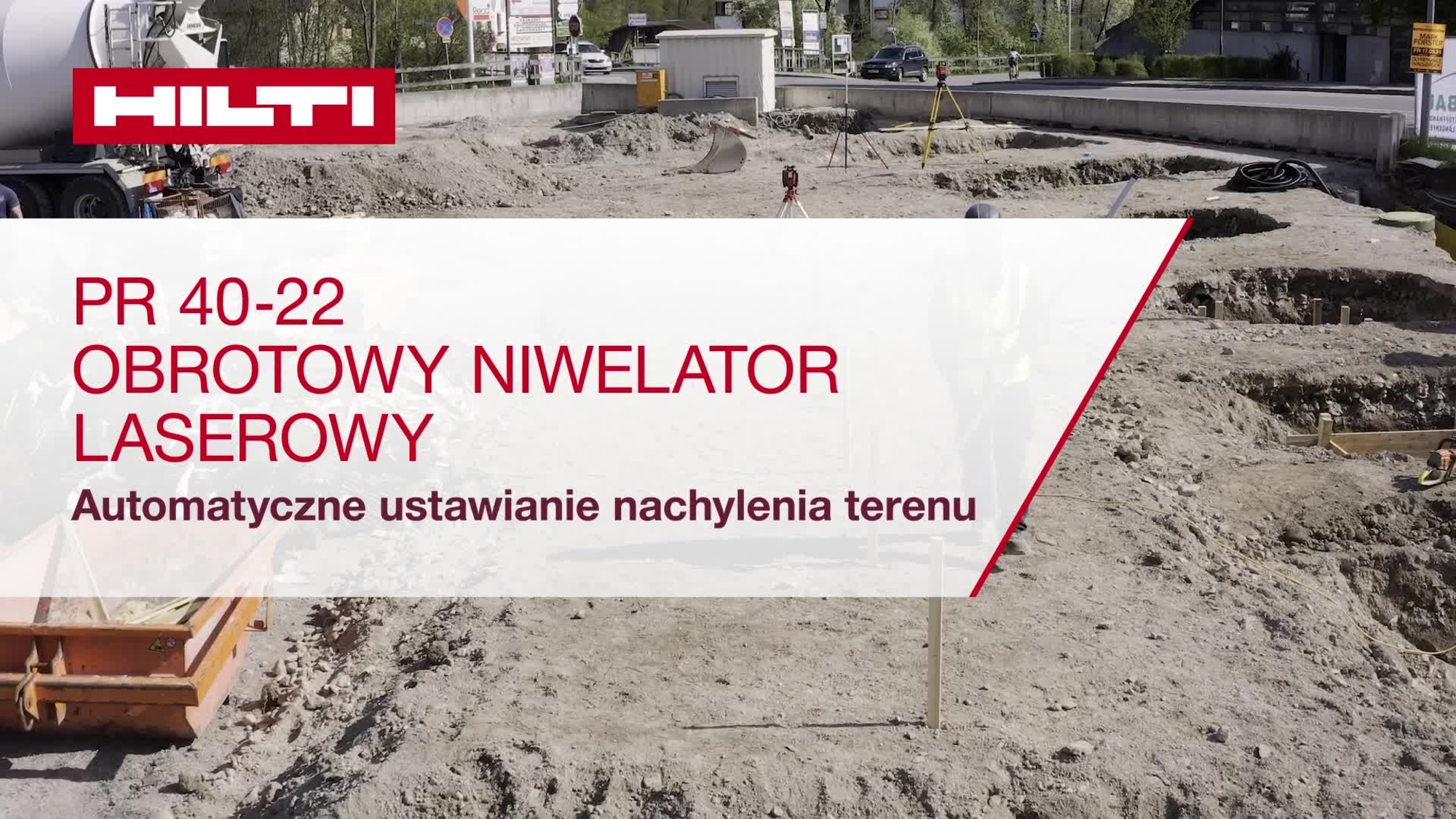 Film instruktażowy dotyczący lasera obrotowego PR 40-22 i funkcji cyfrowego wyznaczania spadku.