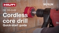 Instructional video on how to use the cordless core drill DD 110-D-22.