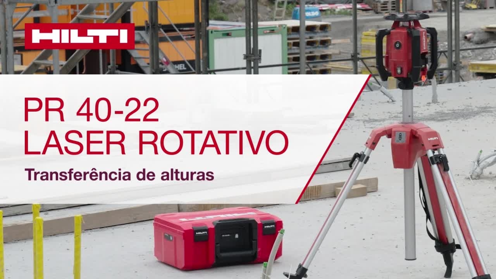 Vídeo instrutivo que mostra o laser rotativo PR 40-22 a transferir alturas corretamente