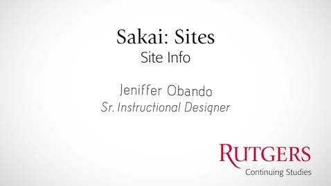 Thumbnail for entry Sakai: Site Info