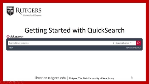 Thumbnail for entry Getting Started at the Libraries with QuickSearch