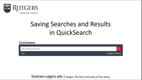 Thumbnail for Saving Library Searches and Results in QuickSearch