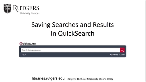 Thumbnail for entry Saving Library Searches and Results in QuickSearch