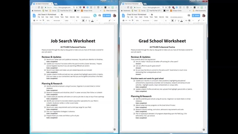 Thumbnail for entry Job and Graduate School Worksheet Instructions