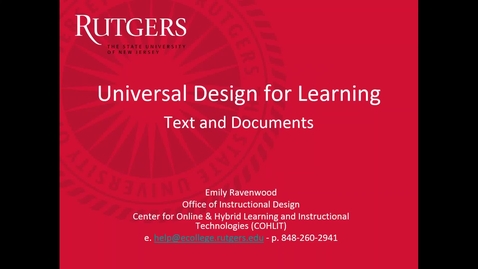 Thumbnail for entry Accessibility _ Universal Design for Learning (text and documents) .mp4