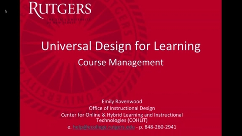 Thumbnail for entry Accessibility Universal Design for Learning (Course Management)