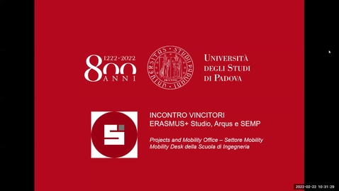 Thumbnail for Incontro informativo vincitori Erasmus, SEMP e Arqus - Scuola di Ingegneria (Febbraio 2022)