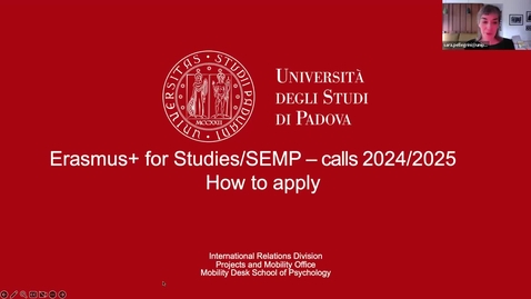 Thumbnail for entry Erasmus+ for Studies/SEMP Calls 2024-2025_ Info meeting School of Psychology