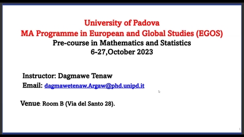 Thumbnail for entry Mathematics and Statistics - 1
