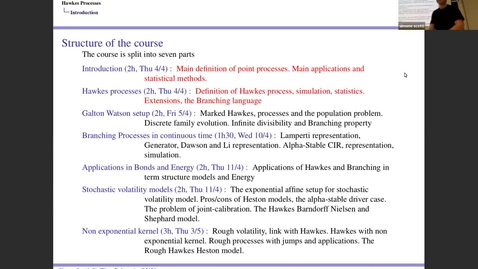 Thumbnail for entry PhD course - Hawkes processes (S. Scotti) - lezione 1