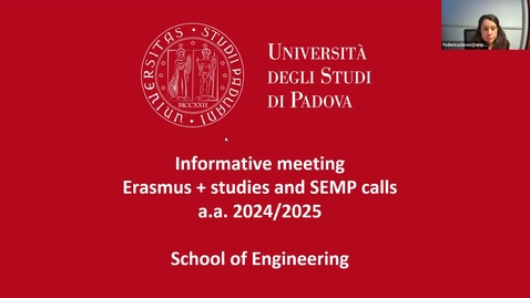 Thumbnail for entry Informative Meeting Erasmus + for studies/SEMP calls a.y. 2024/25 - School of Egineering