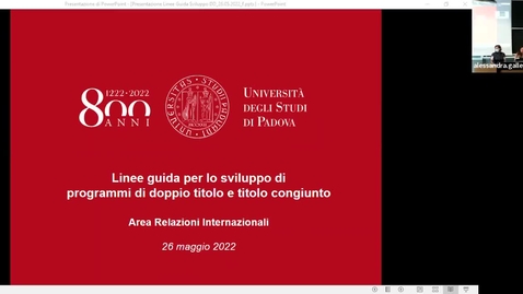 Thumbnail for Presentazione Linee Guida per lo sviluppo di Programmi di Doppio Titolo / Titolo Congiunto, 26 maggio 2022