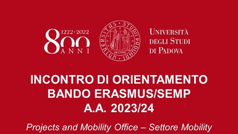 Thumbnail for entry Scuola di Giurisprudenza - Incontro informativo Bando Erasmus+ Studio - 21/11/22
