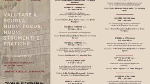 Thumbnail for Valutare a scuola 8. Far crescere negli studenti competenze valutative, in presenza o a distanza. Daniele Pavarin, Paolo Scorzoni 8 aprile 2021. Ciclo di webinar - Università degli studi di Padova