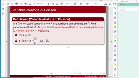 Thumbnail for entry Lezione 4 Probabilita' - Variabili aleatorie di Poisson e processo di Poisson