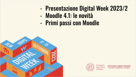 Thumbnail for entry Introduzione,  Novità della versione Moodle 4.1, Primi passi con Moodle