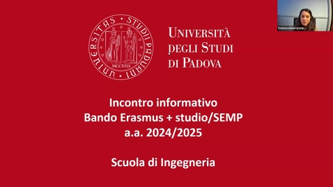Thumbnail for entry Incontro informativo bando Erasmus + studio/SEMP 2024/25 - Scuola di Ingegneria