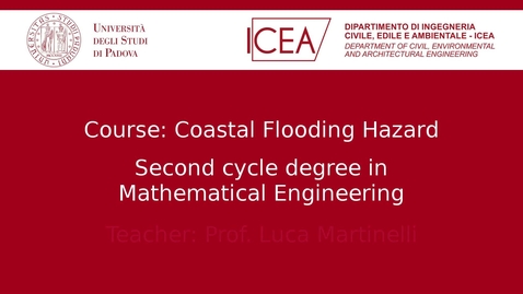 Thumbnail for Presentation of the course on &quot;Coastal Flooding Hazard&quot;