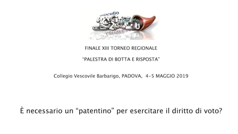 Thumbnail for entry Finale del XIII Torneo regionale di Dibattito Palestra di Botta e risposta  2019