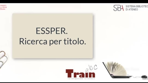 Thumbnail for ESSPER. RICERCA PER TITOLO.