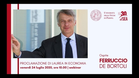 Thumbnail for entry Ferruccio De Bortoli, ospite della Cerimonia di Laurea in Economia - 24 luglio 2020