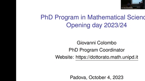 Thumbnail for entry Opening day of the PhD School in Mathematics 2023/24