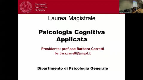 Thumbnail for entry Open Day A.A. 2019/2020 - Corso di Laurea Magistrale in Psicologia cognitiva applicata - a cura della Prof.ssa Carretti 