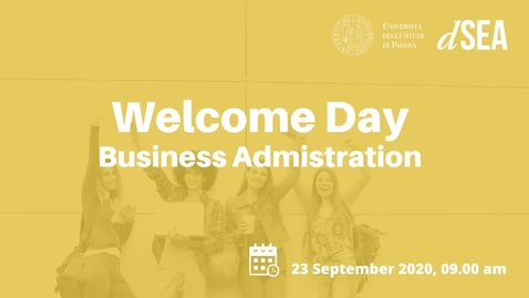 Thumbnail for Welcome Day A.Y. 2020/2021 -  Business Administration