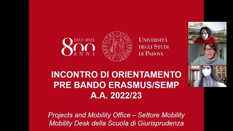 Thumbnail for entry Presentazione bando Erasmus 22/23- Scuola di Giurisprudenza (30 novembre 2021)