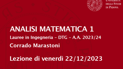 ANALISI MATEMATICA 1 DTG 2023/24 - MediaSpace - Università degli Studi di  Padova