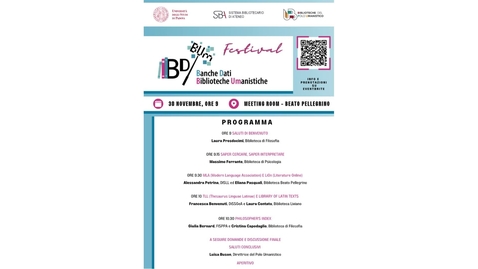 Thumbnail for 1. Saluti di benvenuto e intervento introduttivo - BdBUm - Festival Banche Dati Biblioteche Umanistiche