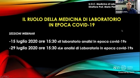 Thumbnail for entry Registrazione: IL LABORATORIO ANALISI IN EPOCA COVID-19 - 15 LUGLIO 2020 ORE 15:30/17:00 1 sessione